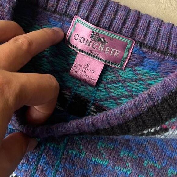 Concrete Mix y2k sweater multicolor Mens sizr XL RARE - Picture 2 of 2